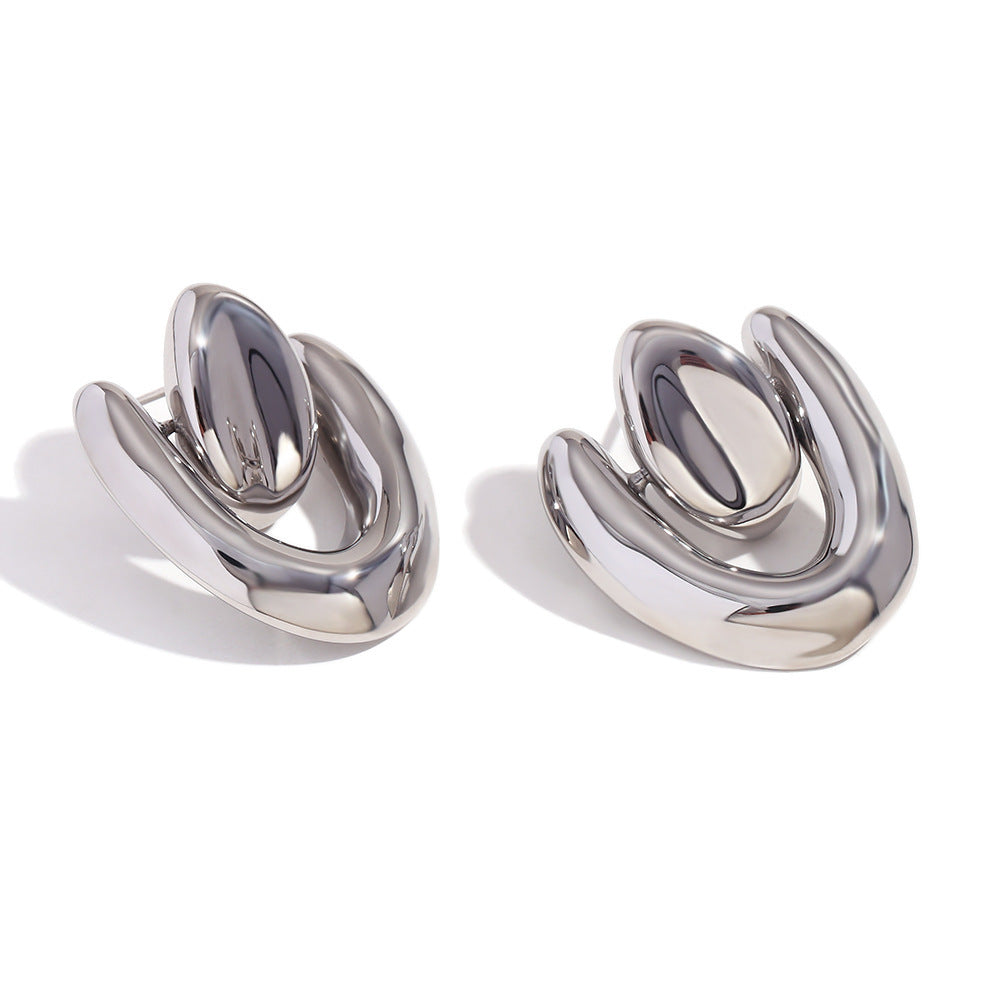 Stainless Steel 18K Gold Plating Geometric Stud Earrings