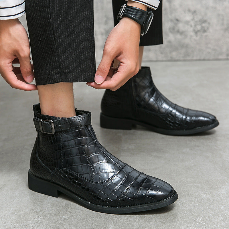 Men's Crocodile Pattern Business Ankle Boots