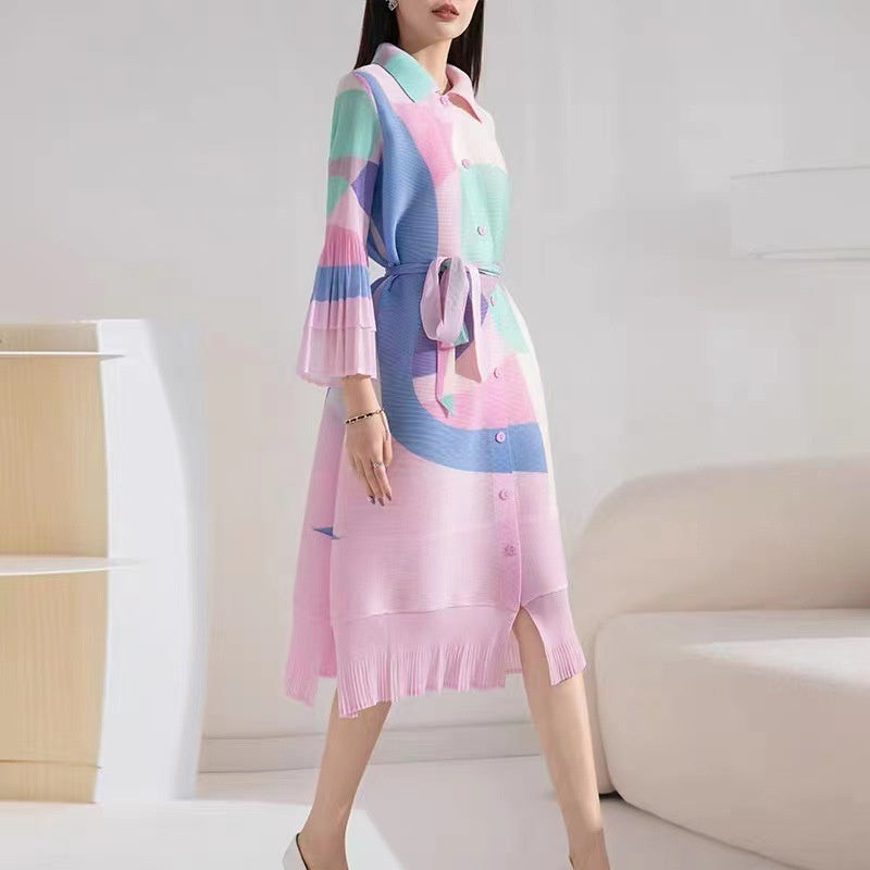 Retro Pleated Dress