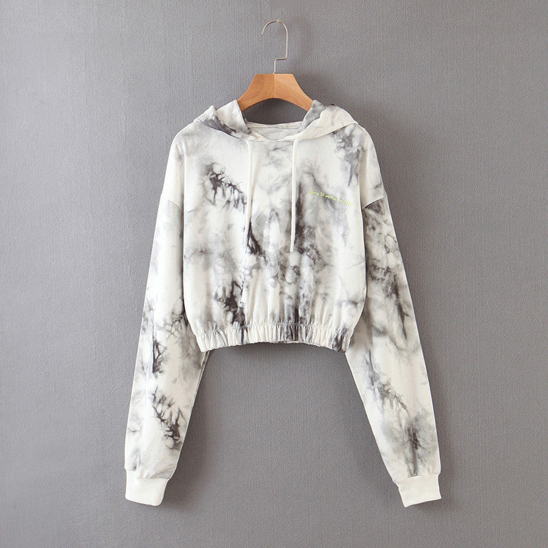 Tie-dye hooded loose sweatshirt set