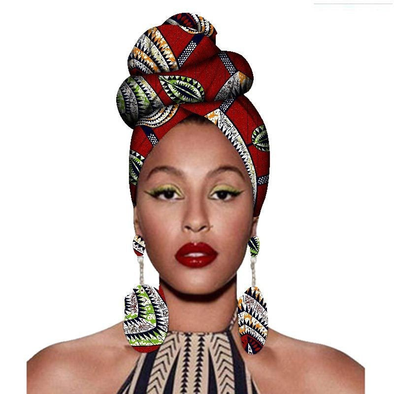 Headscarf & Earrings – African