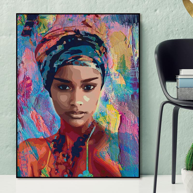 African turban woman oil painting