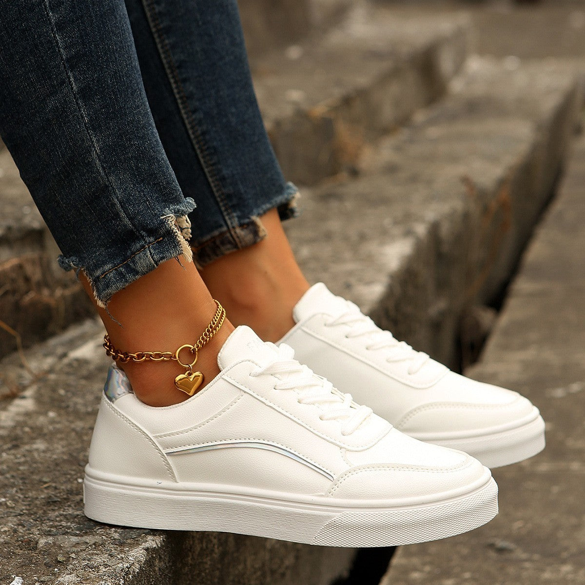 Thick Sole White Slip-on For Women