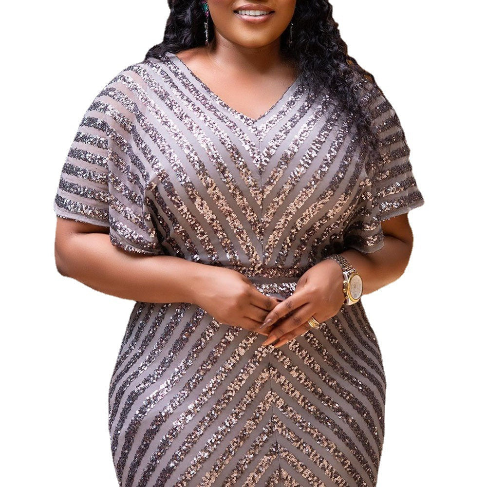 African Hot Style Twill Sequin Dress