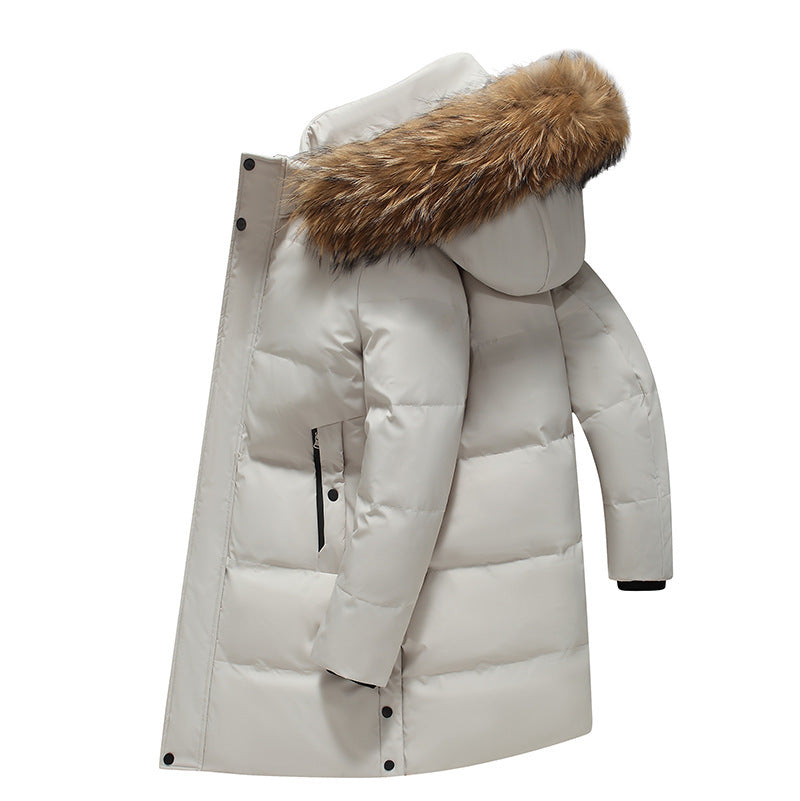 Mid-length Warm Cold-resistant Hooded Jacket