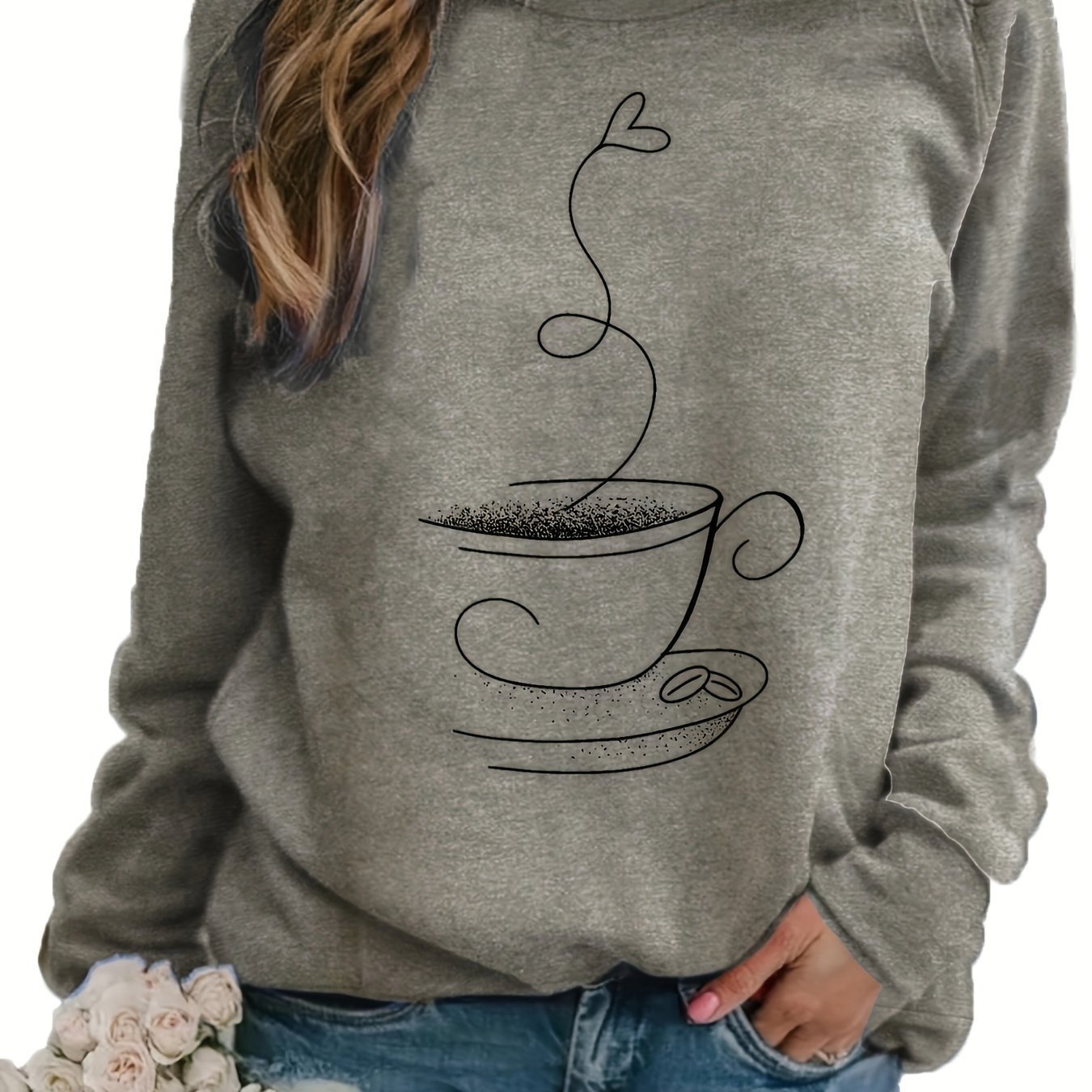 Women's Dynamic Graphic Print Crew Neck Sweater