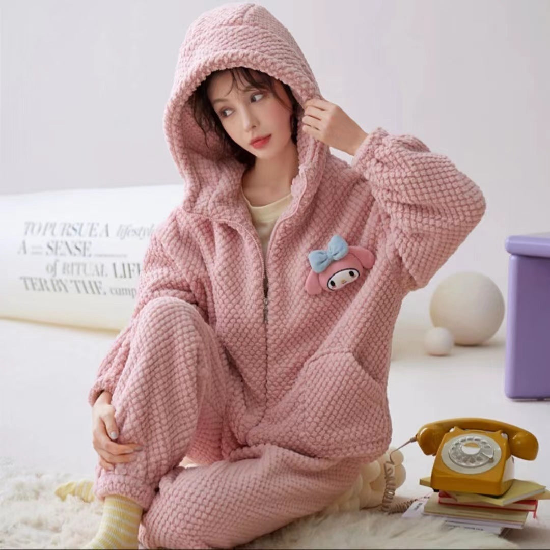 Warm Loungewear Pajamas Thick Flannel