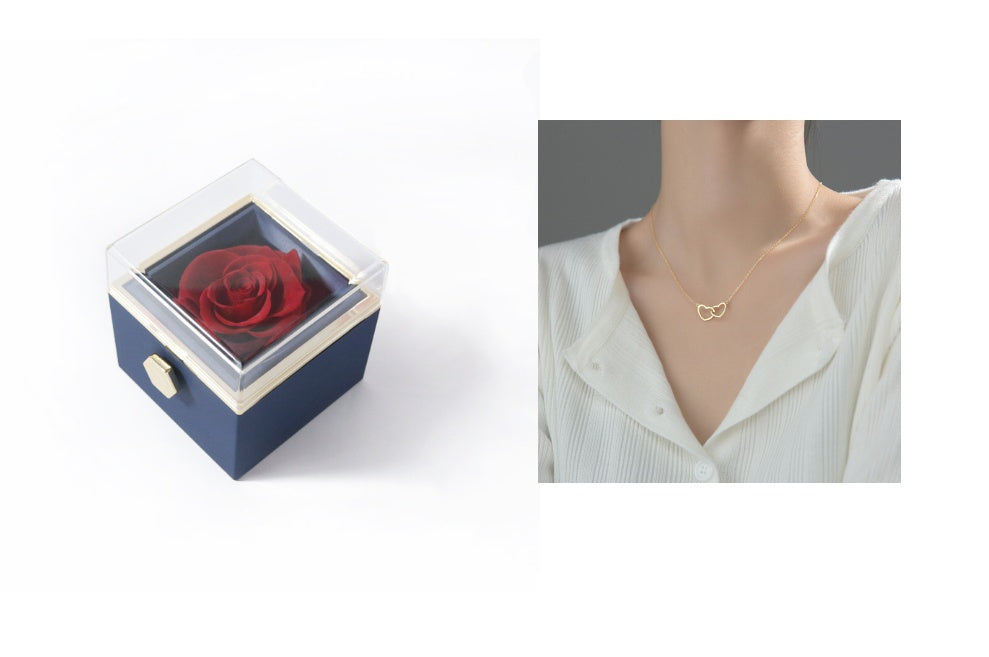 Rotating Eternity Rose Jewelry Box 2 in 1