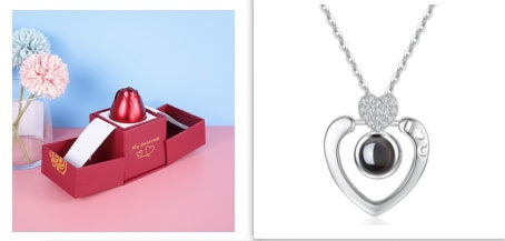 Metal Rose Jewelry Gift Box Necklace