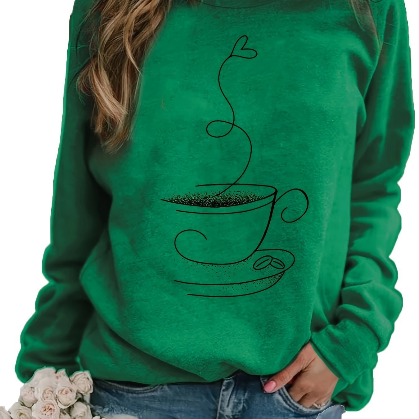 Women's Dynamic Graphic Print Crew Neck Sweater
