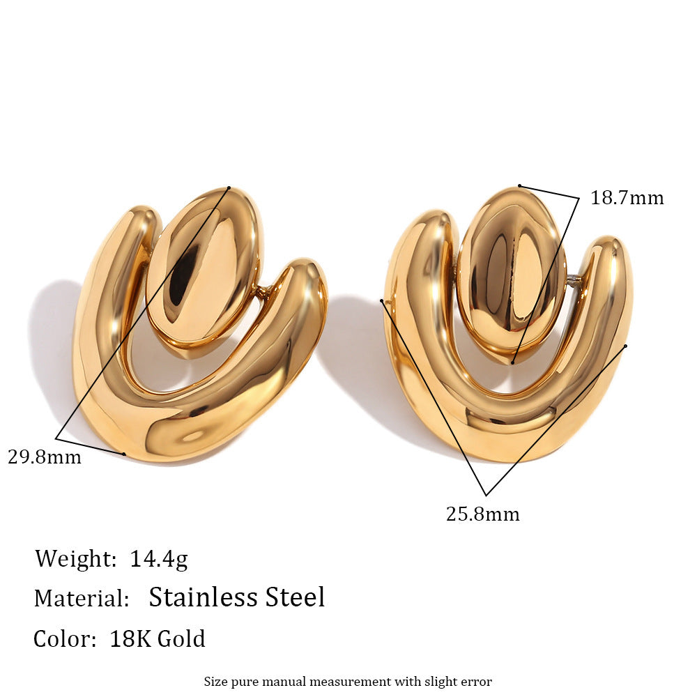 Stainless Steel 18K Gold Plating Geometric Stud Earrings