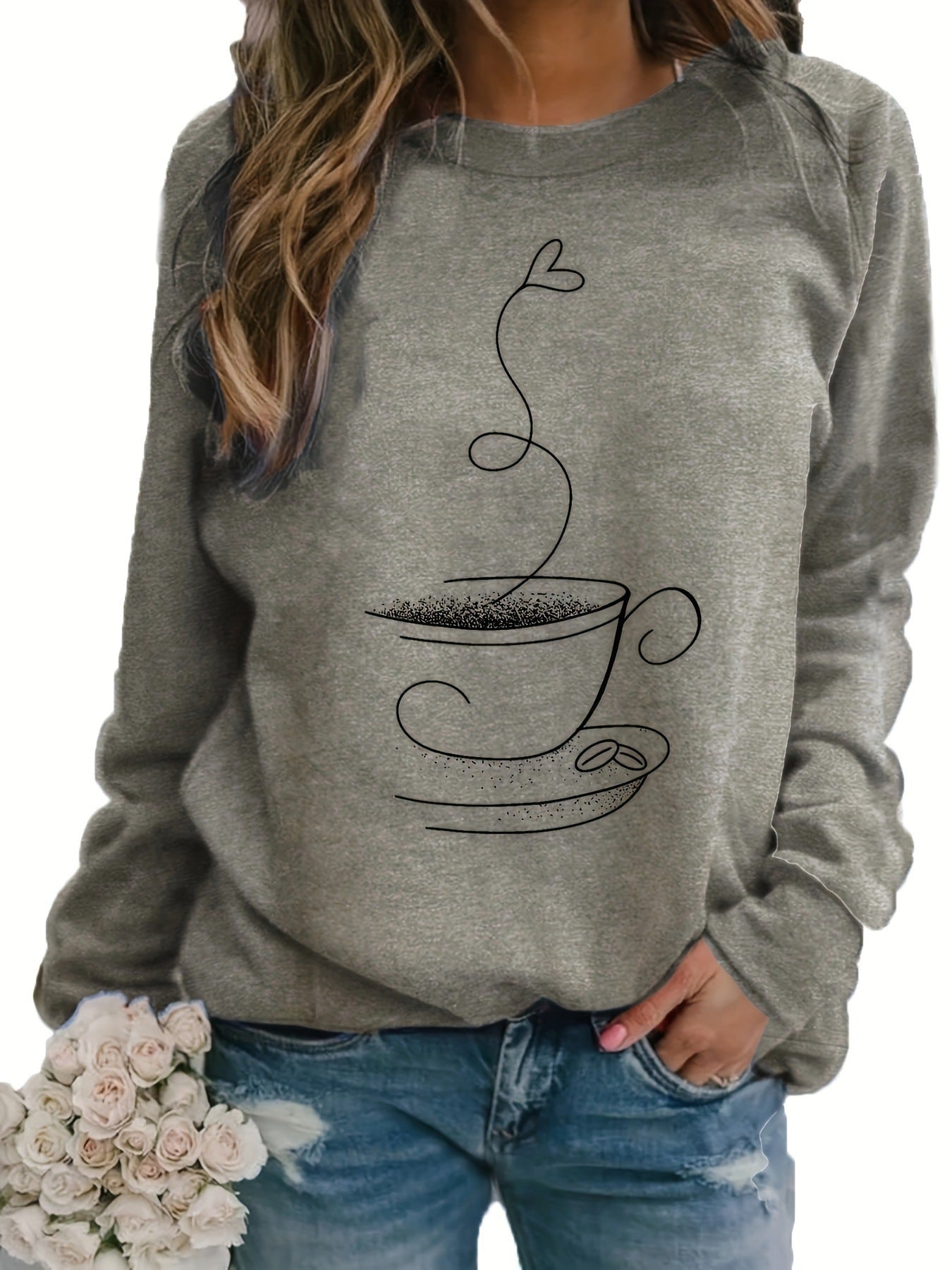 Women's Dynamic Graphic Print Crew Neck Sweater