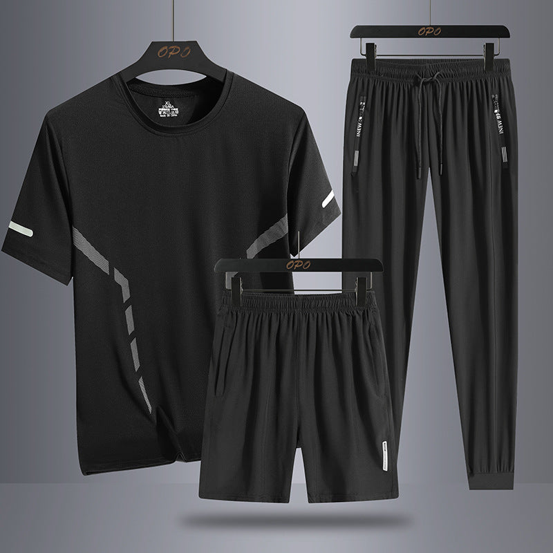 Three-piece Thin Breathable Men's Sports Set