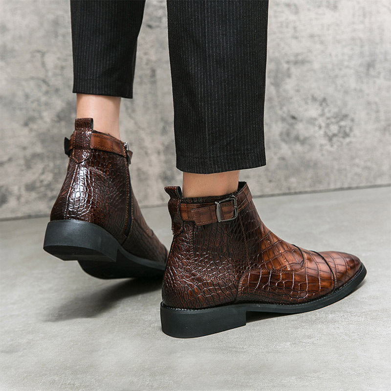 Men's Crocodile Pattern Business Ankle Boots