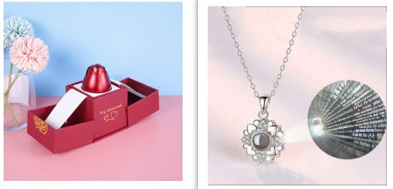 Metal Rose Jewelry Gift Box Necklace