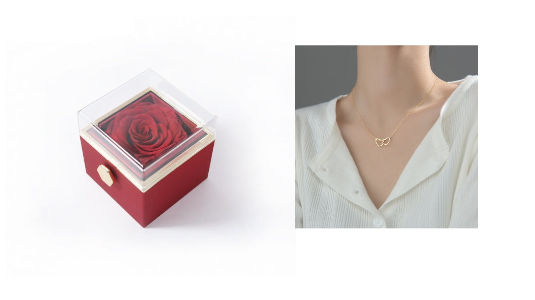 Rotating Eternity Rose Jewelry Box 2 in 1