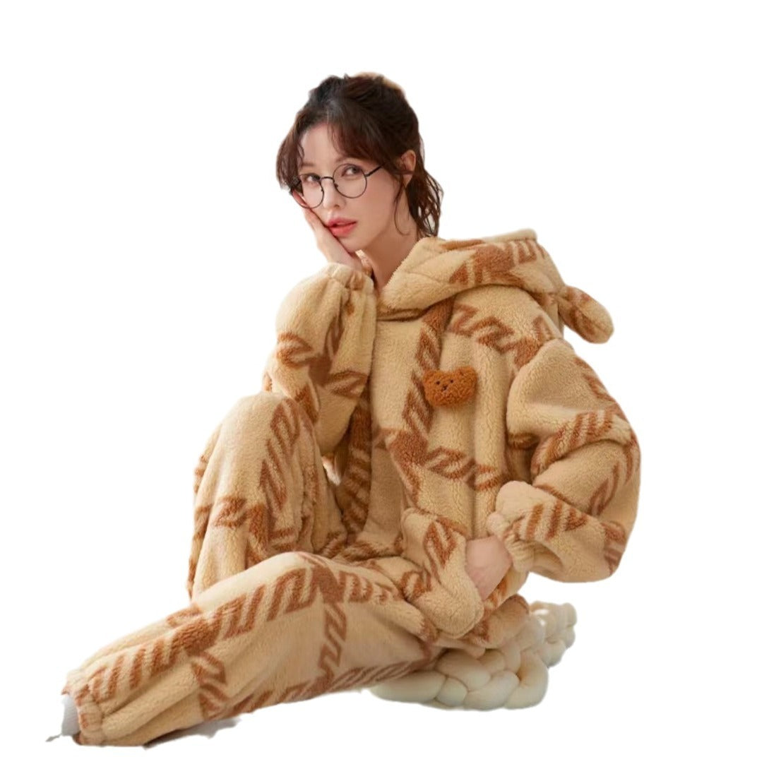 Warm Loungewear Pajamas Thick Flannel
