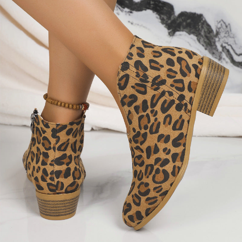 V-cut Suede Ankle Boots