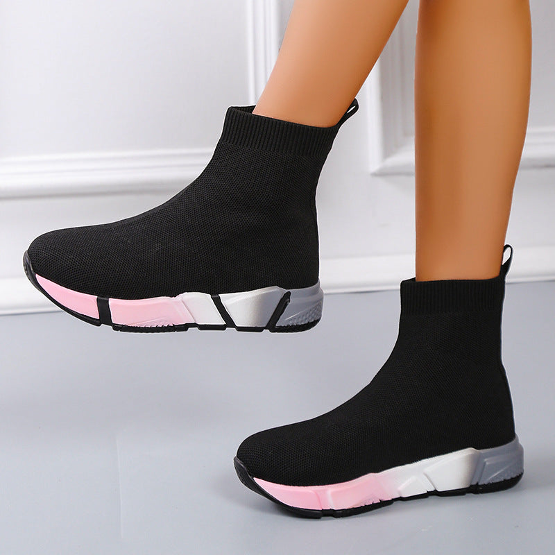 Flyknit Elastic Sports High-top Shoes