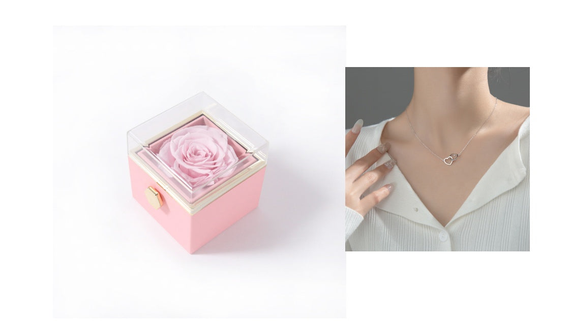 Rotating Eternity Rose Jewelry Box 2 in 1