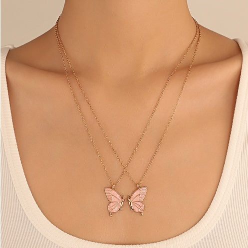 Butterfly Pendant Necklace Set for Women