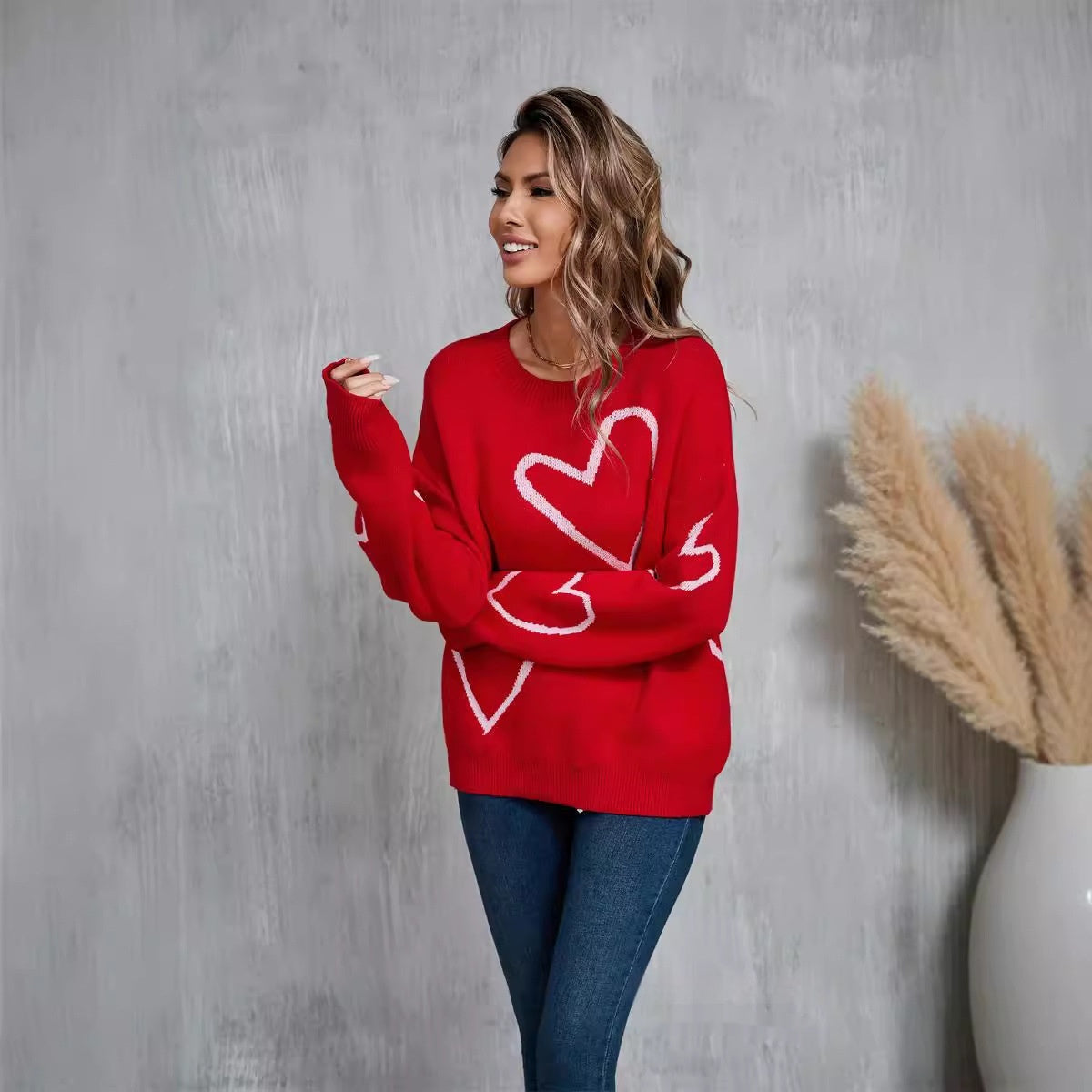 Hearts Pullover Big Sweater