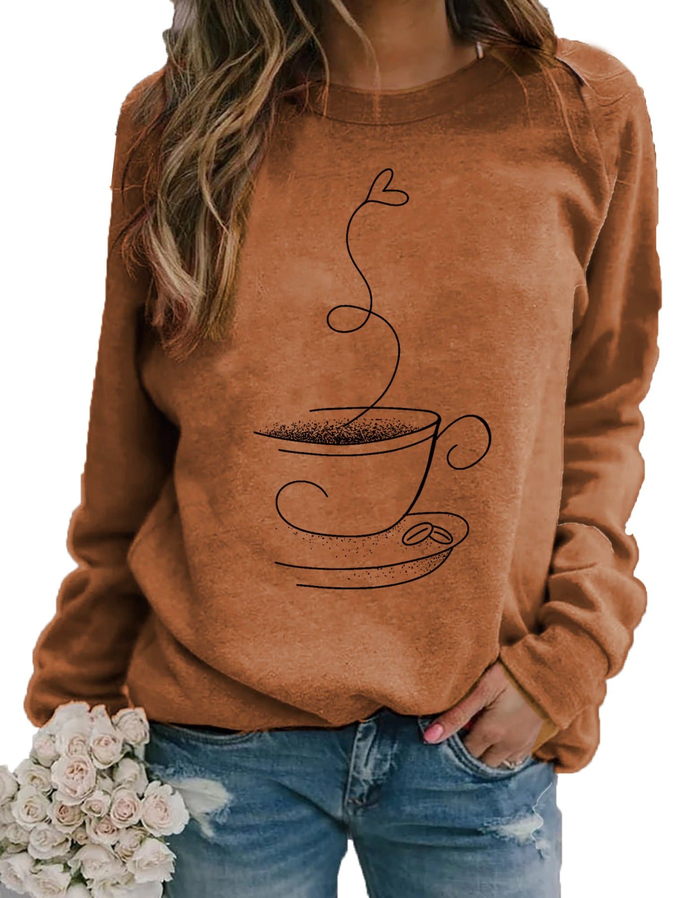 Women's Dynamic Graphic Print Crew Neck Sweater