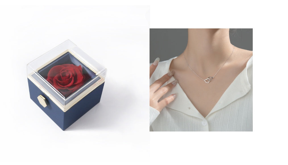 Rotating Eternity Rose Jewelry Box 2 in 1