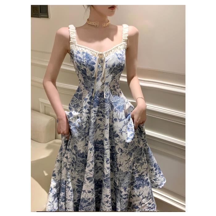 Retro Women Sleeveless  Floral Dress