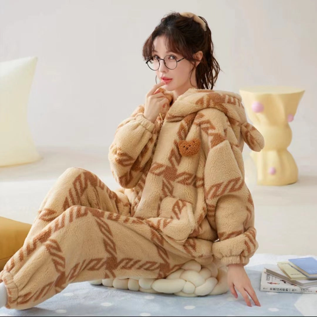Warm Loungewear Pajamas Thick Flannel