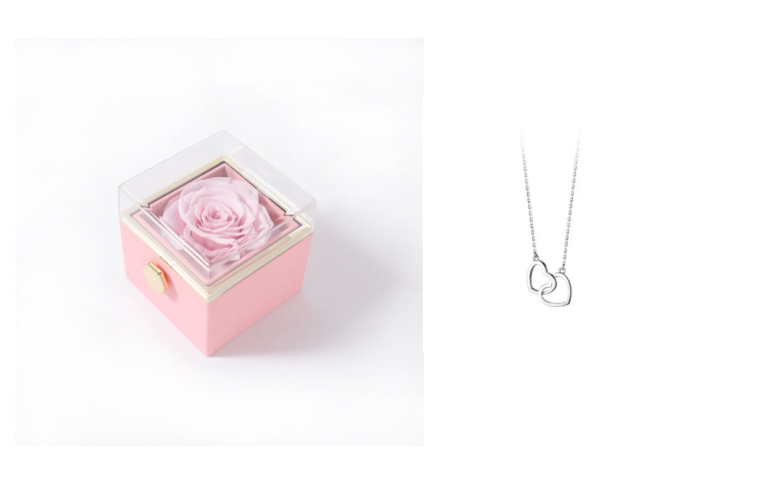 Rotating Eternity Rose Jewelry Box 2 in 1