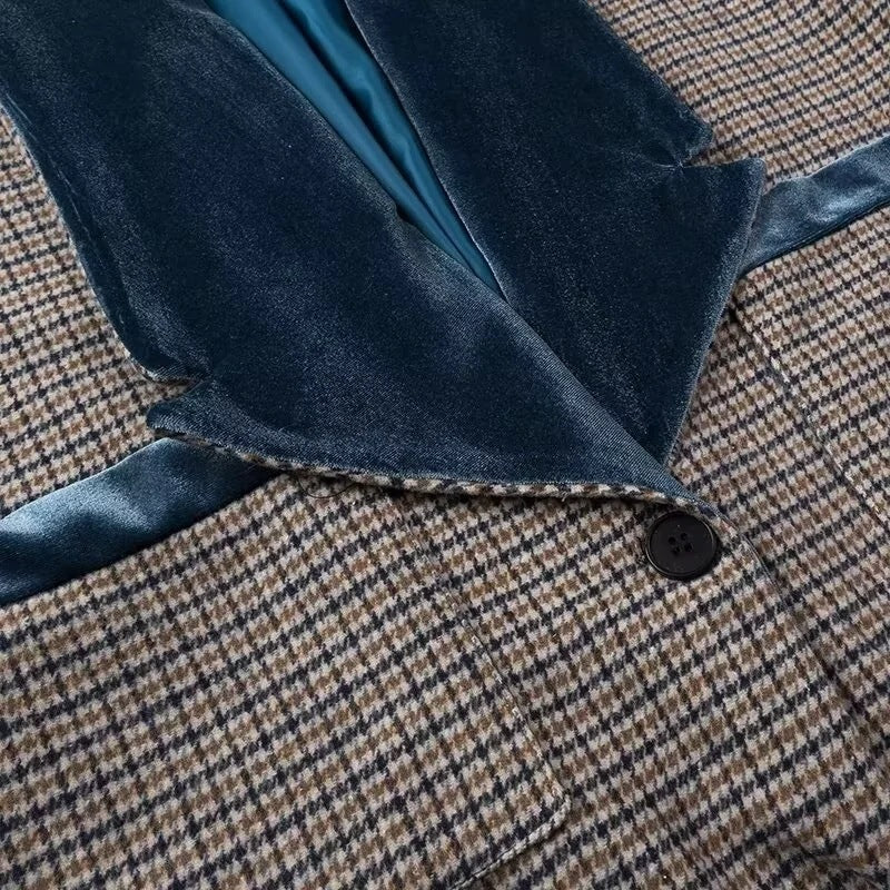 Women's Plaid Woolen Coat