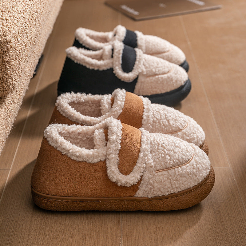 Fashion Non-slip Warm Thick Bottom Plush Cotton Slippers