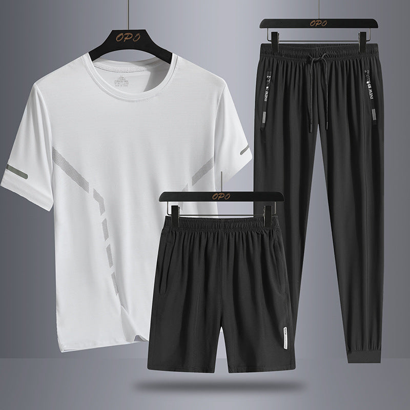 Three-piece Thin Breathable Men's Sports Set