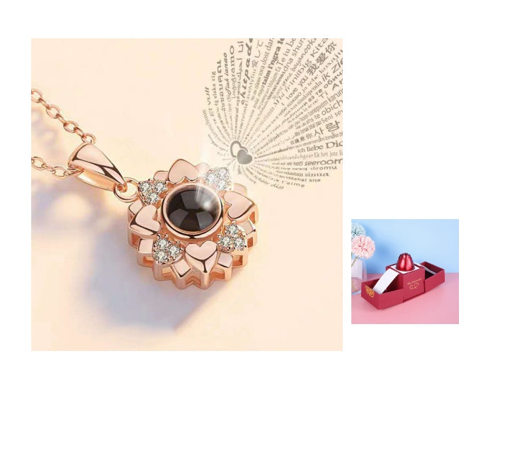 Metal Rose Jewelry Gift Box Necklace