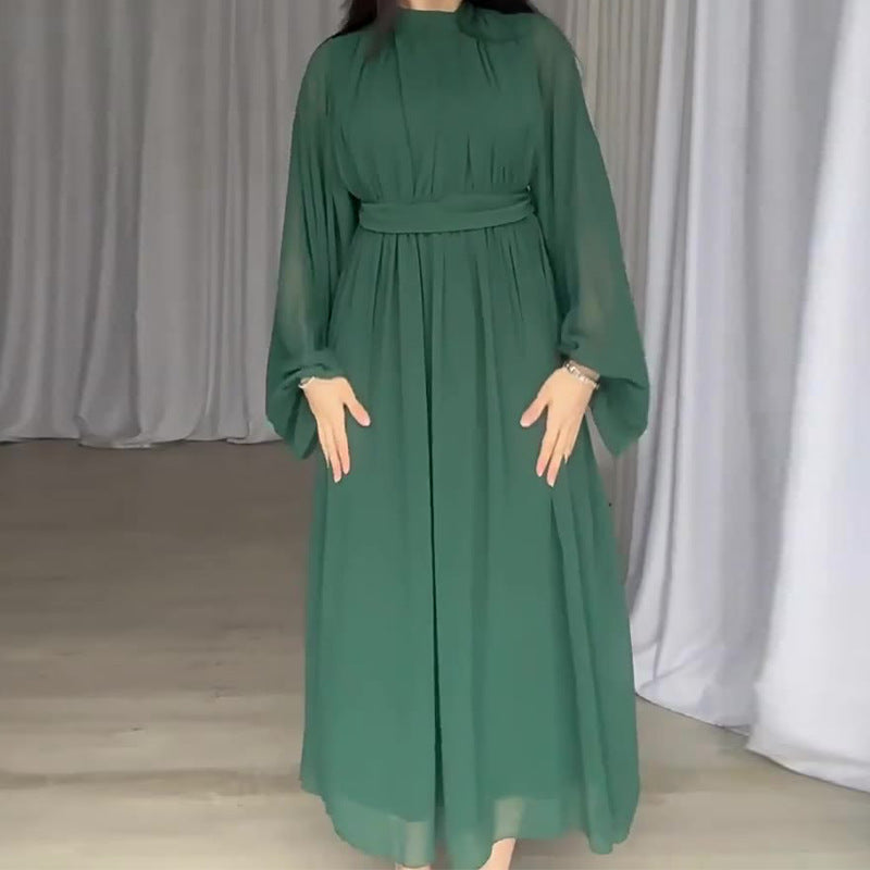 Solid Color Mesh Elegant Dress