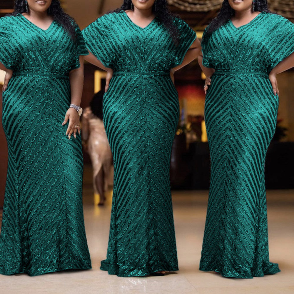 African Hot Style Twill Sequin Dress