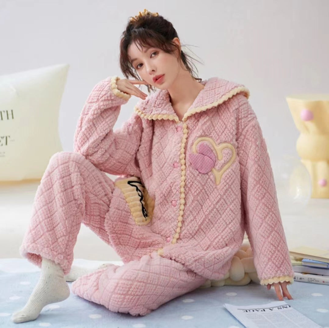Warm Loungewear Pajamas Thick Flannel