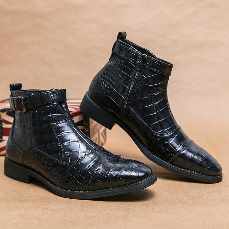 Men's Crocodile Pattern Business Ankle Boots