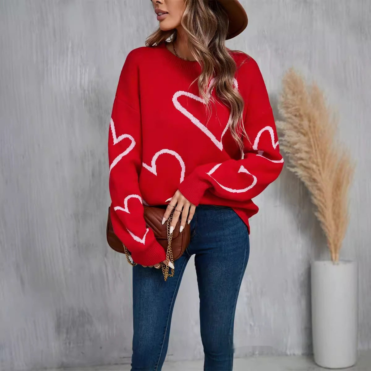 Hearts Pullover Big Sweater