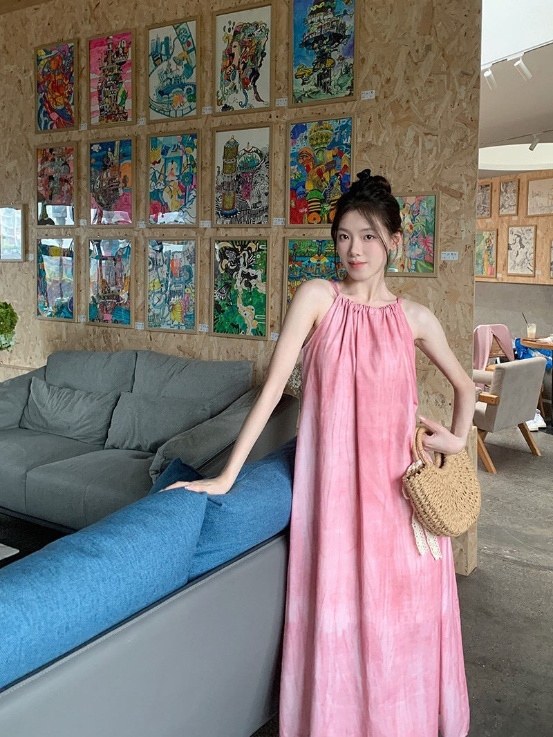 Women's Vacation Beach Halter Loose Sling Dress