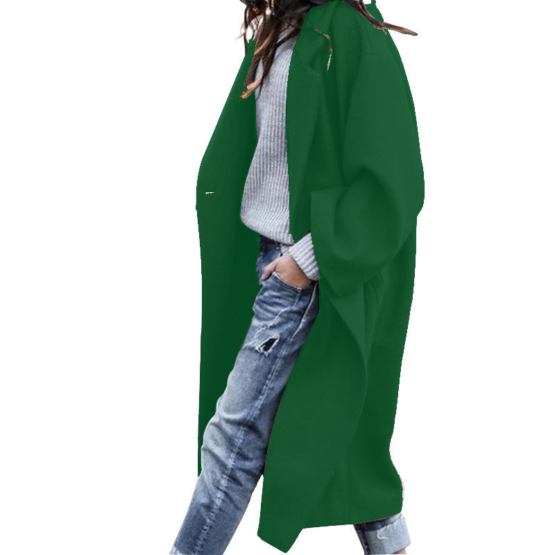 Women's Long Wool Coat with Pockets