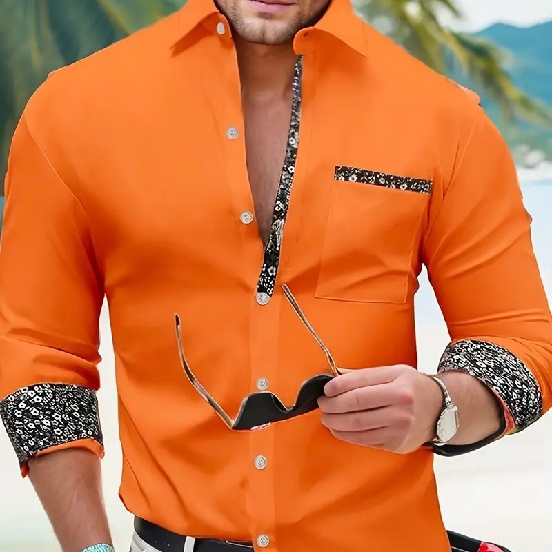 Men's Long Sleeve Shirt Fashion Loose Breathable