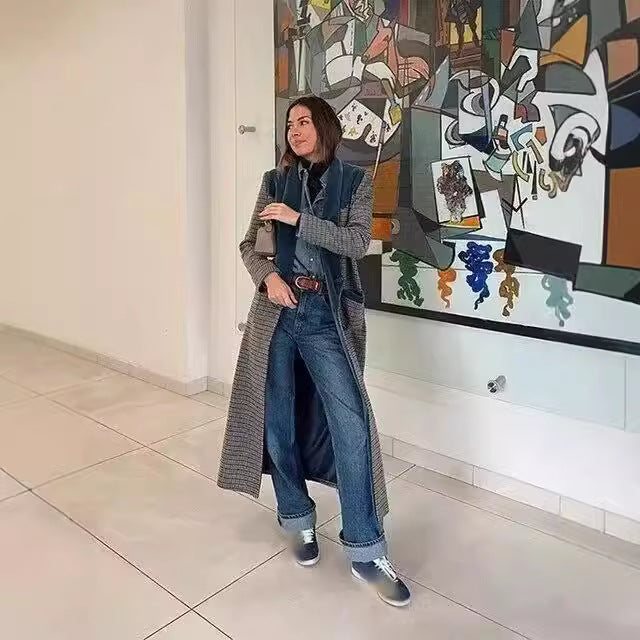 Women's Plaid Woolen Coat