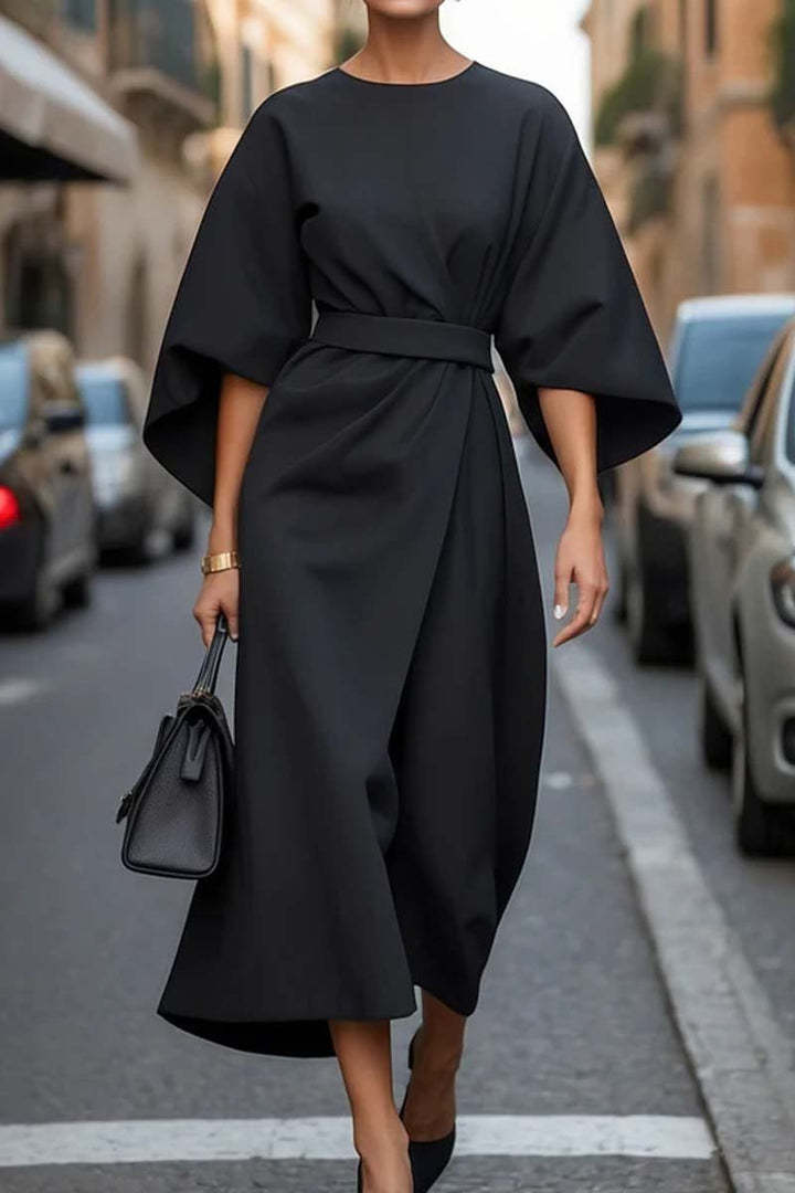 Fashion Waist-tighted Solid Color Elegant Dress