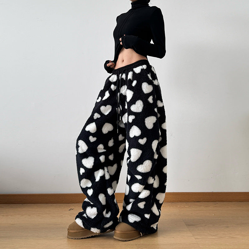 Polka Heart Dot Casual Jogger Pants