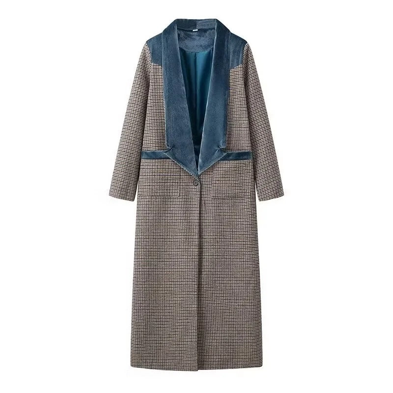 Women's Plaid Woolen Coat