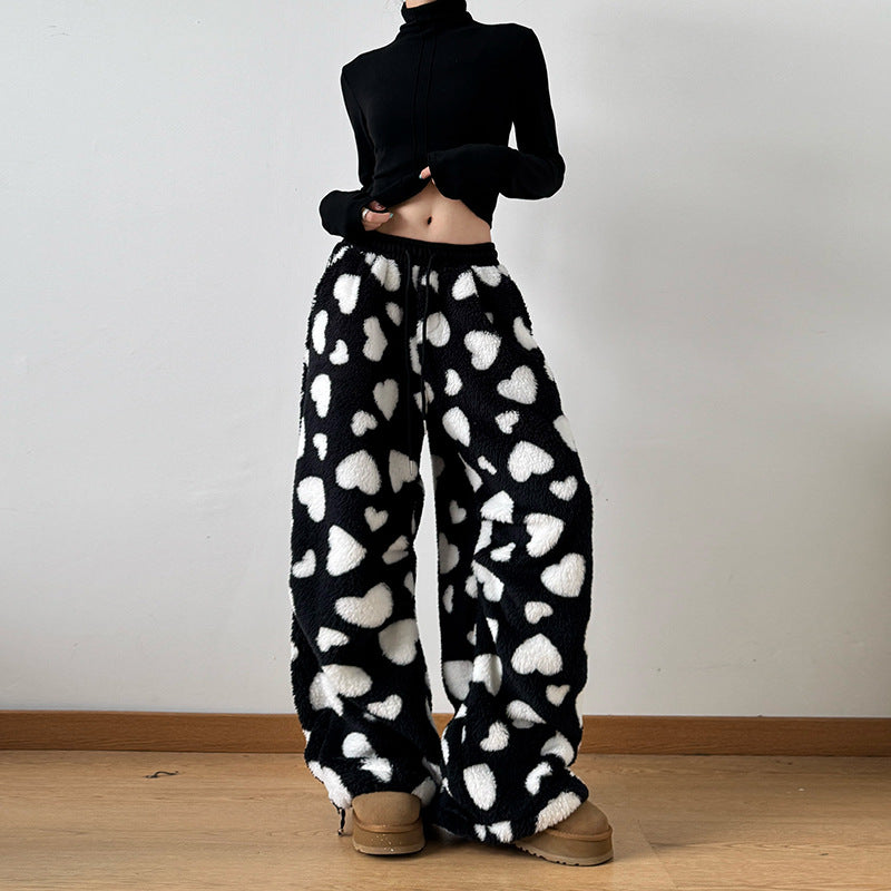 Polka Heart Dot Casual Jogger Pants