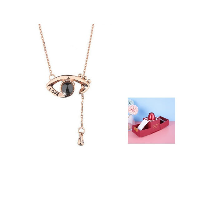 Metal Rose Jewelry Gift Box Necklace