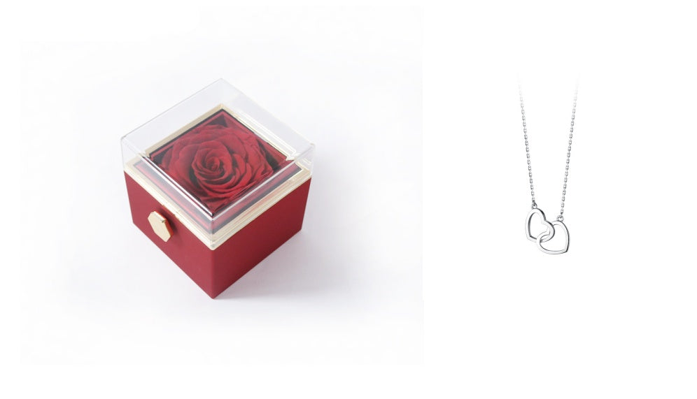 Rotating Eternity Rose Jewelry Box 2 in 1